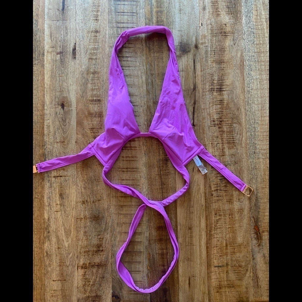 KOPPER AND ZINQ PASTEL PURPLE PINK PASTEL BRA TOP HALTER BIKINI TOP SZ SMALL